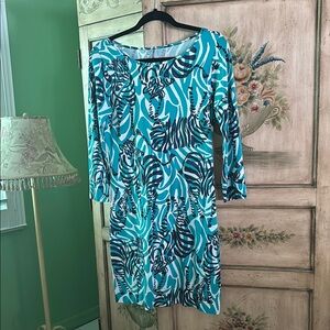 Lilly Pulitzer Teal and Navy Zebra Print Dress